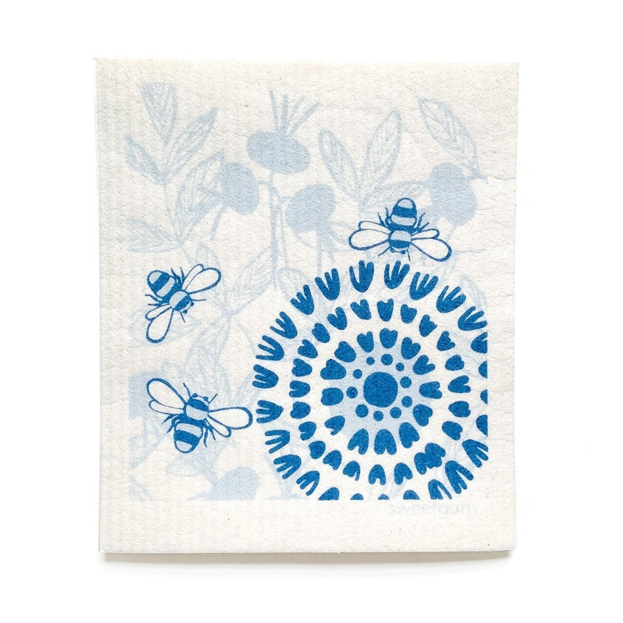 Bloom in Blue Swedish Dishcloth | Blue | 8" x 6.75" | Swedish Dishcloths sweetgum textiles company, LLC 