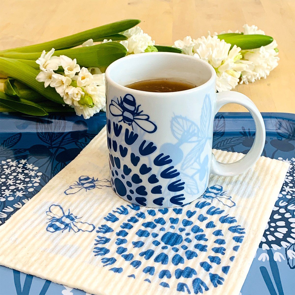 New England flower garden on a mug