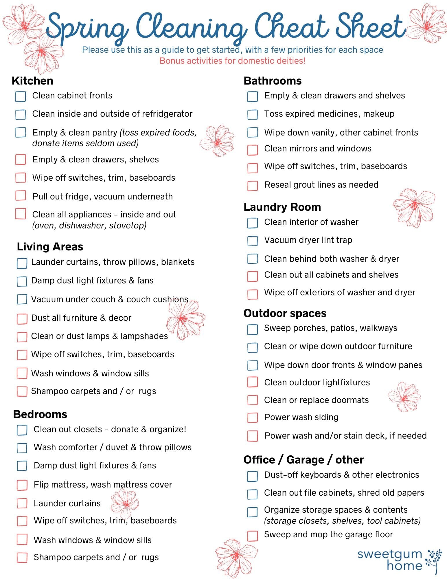 Spring Cleaning Cheat Sheet