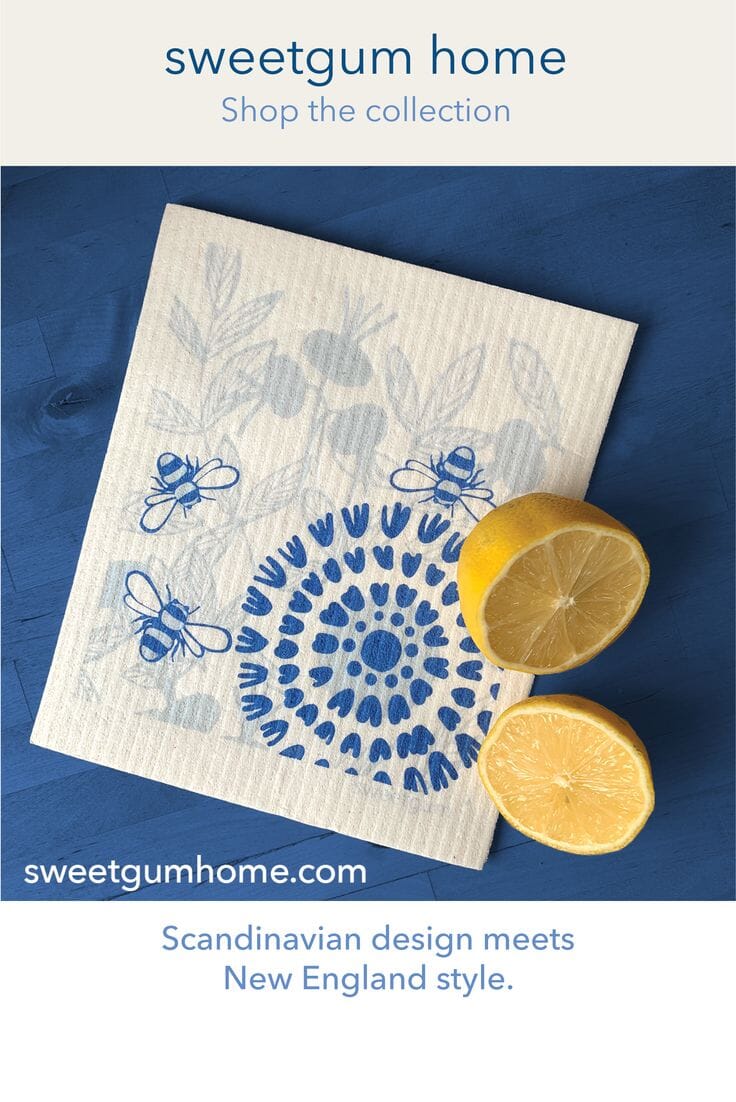 Bloom in Blue Swedish Dishcloth Swedish Dishcloths sweetgum textiles company, LLC 