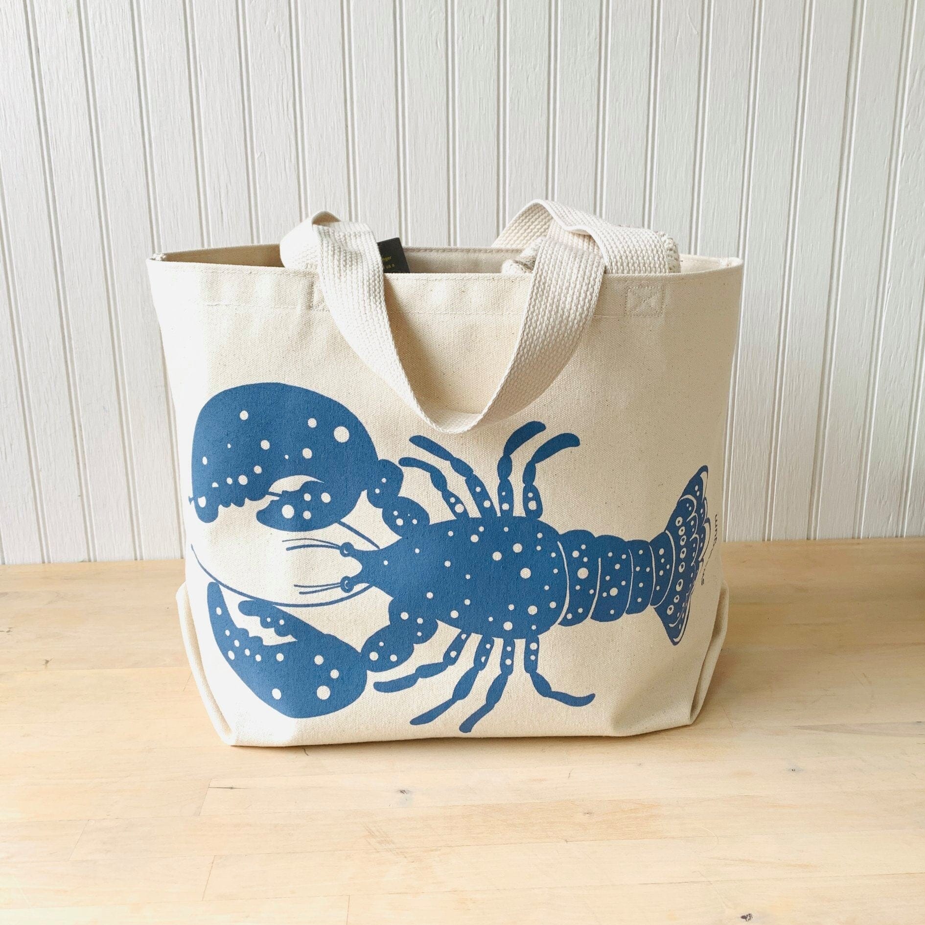 Blue Lobster Large Canvas Tote Bag Tote Bag sweetgum textiles company, LLC 
