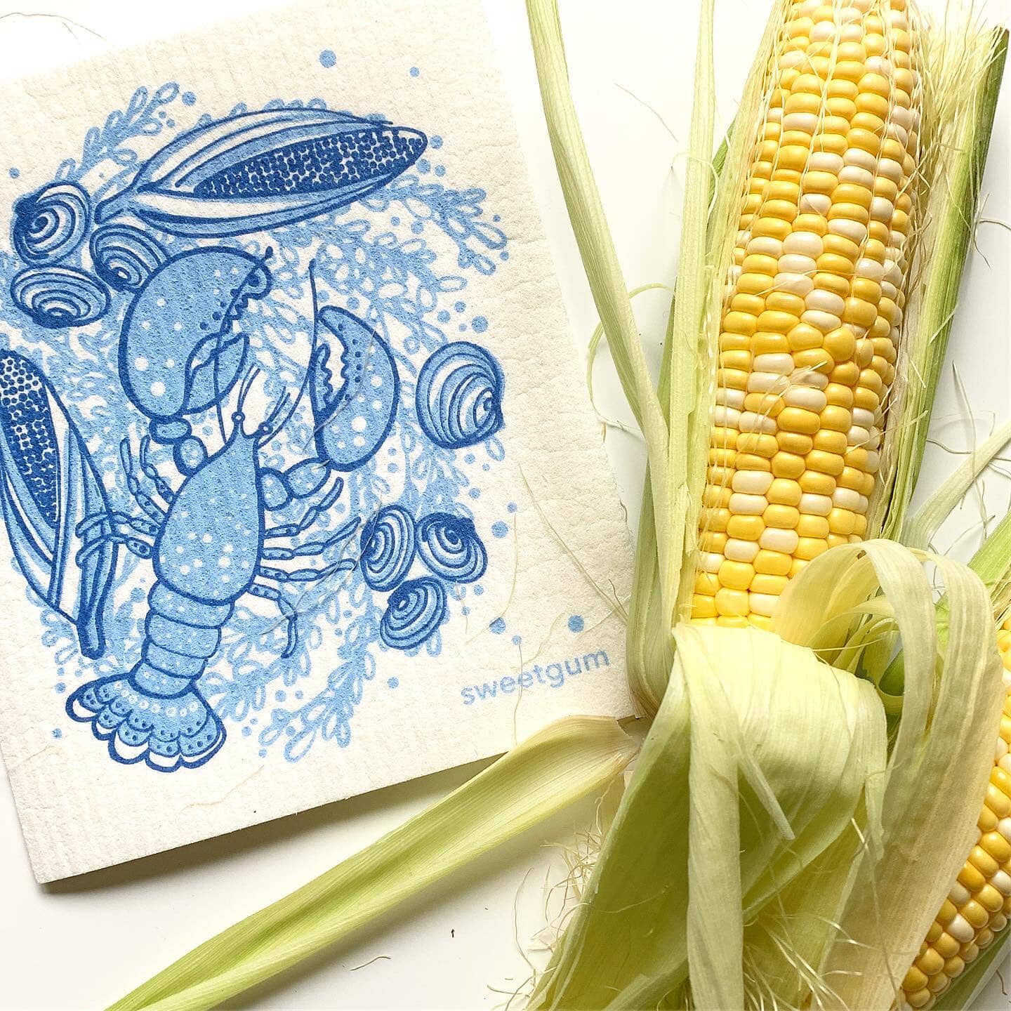 Blue Lobster Swedish Dishcloth | Summer Swedish Dishcloths SWEETGUM TEXTILES CO., LLC 