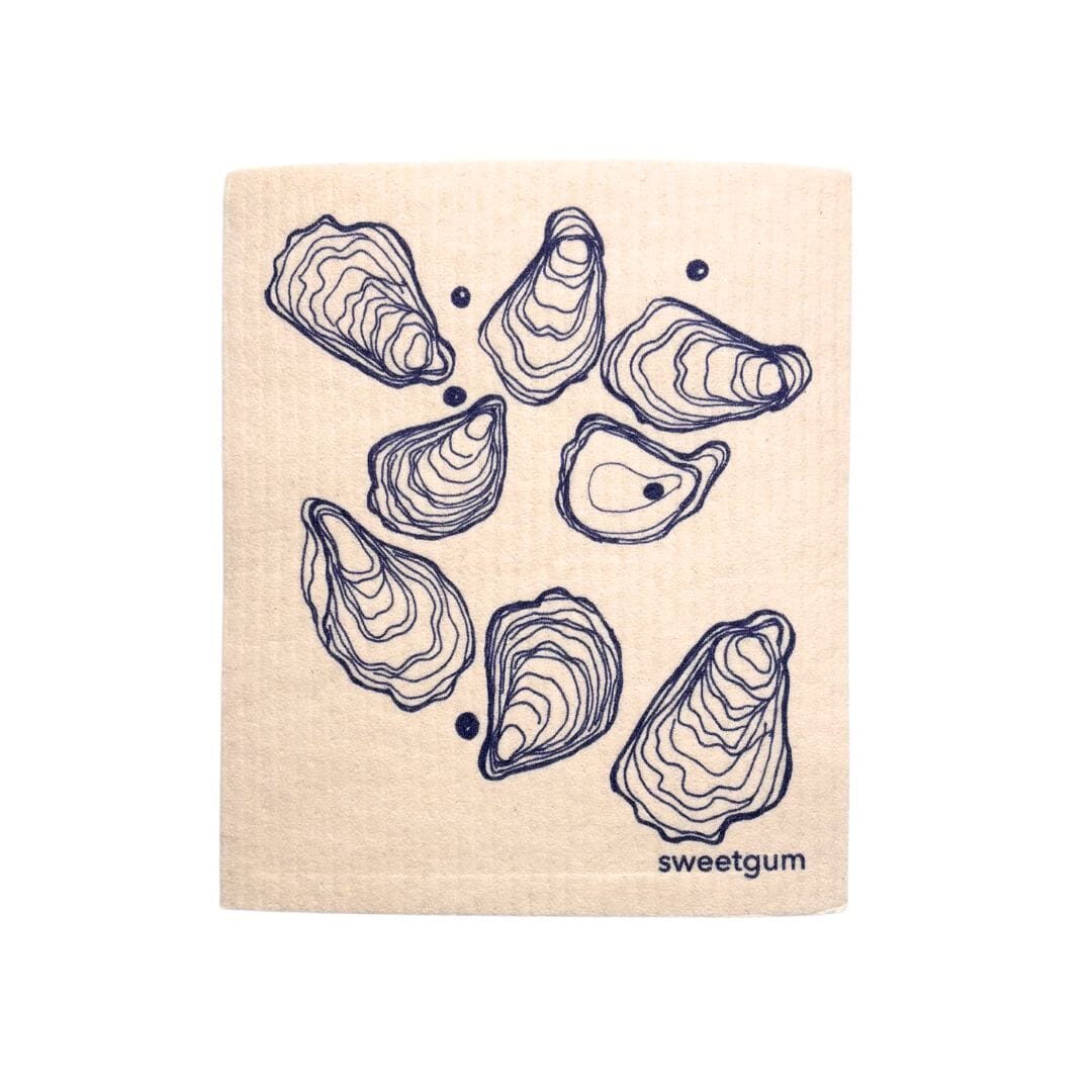 Blue Oysters Swedish Dishcloth | Blue and white Swedish Dishcloths SWEETGUM TEXTILES CO., LLC 