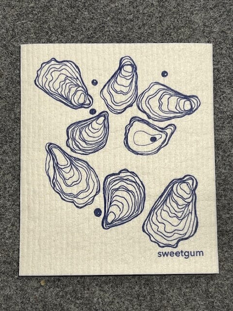 Blue Oysters Swedish Dishcloth | Blue and white Swedish Dishcloths SWEETGUM TEXTILES CO., LLC 