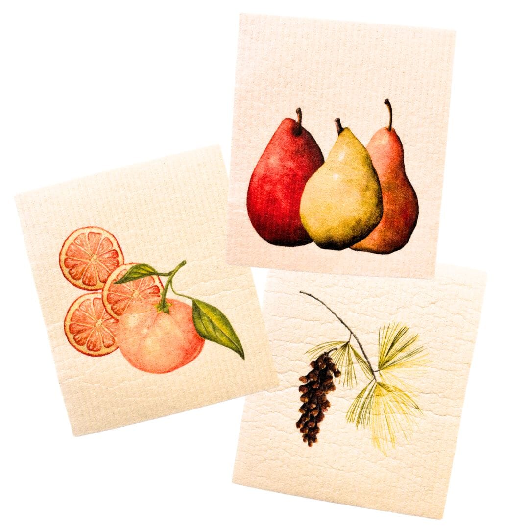 Bundle of 3 Swedish Dishcloths | Pears, Tangerine, and Pinecone Swedish Dishcloths sweetgum textiles company, LLC 