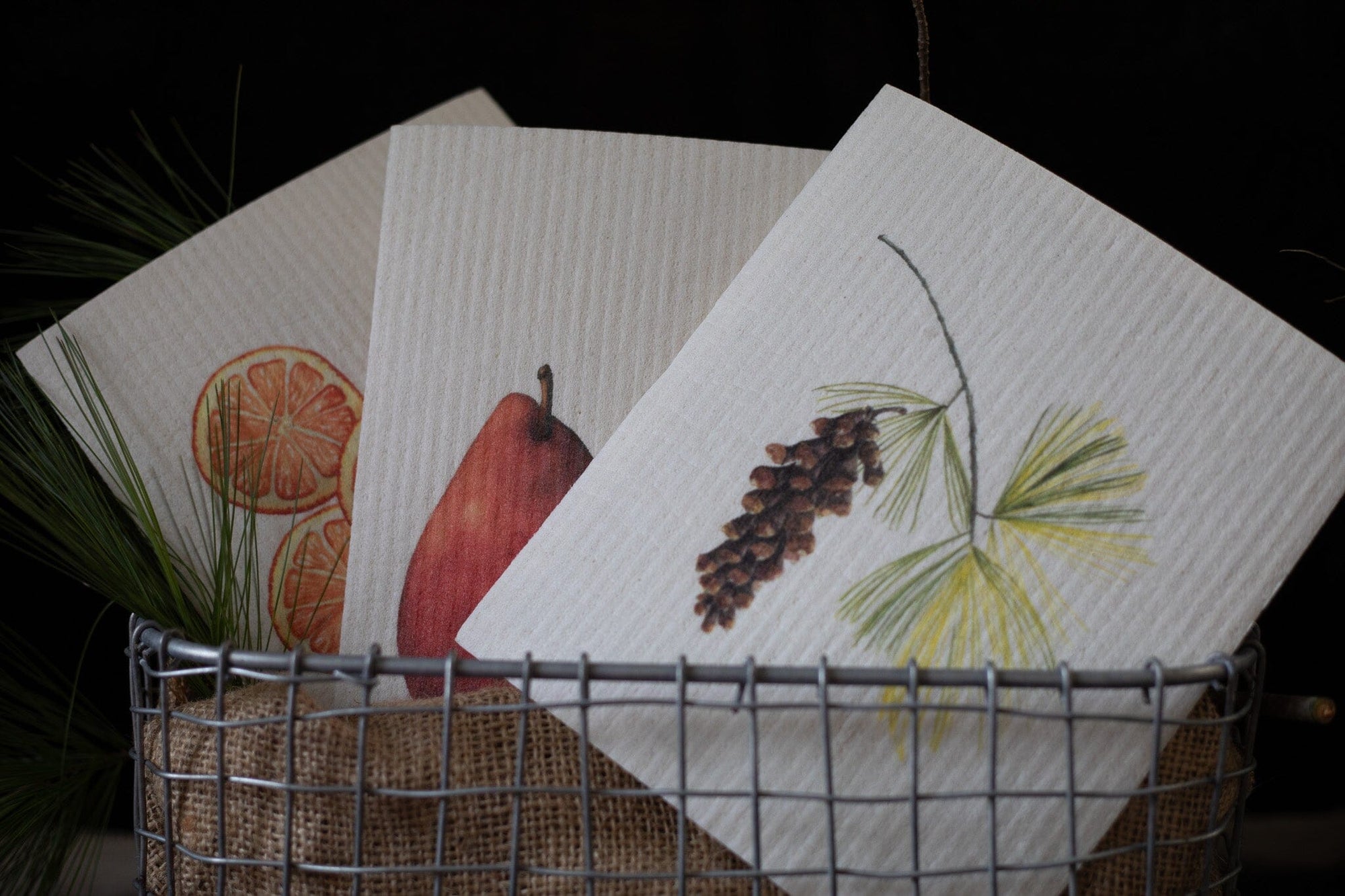 Bundle of 3 Swedish Dishcloths | Pears, Tangerine, and Pinecone Swedish Dishcloths sweetgum textiles company, LLC 