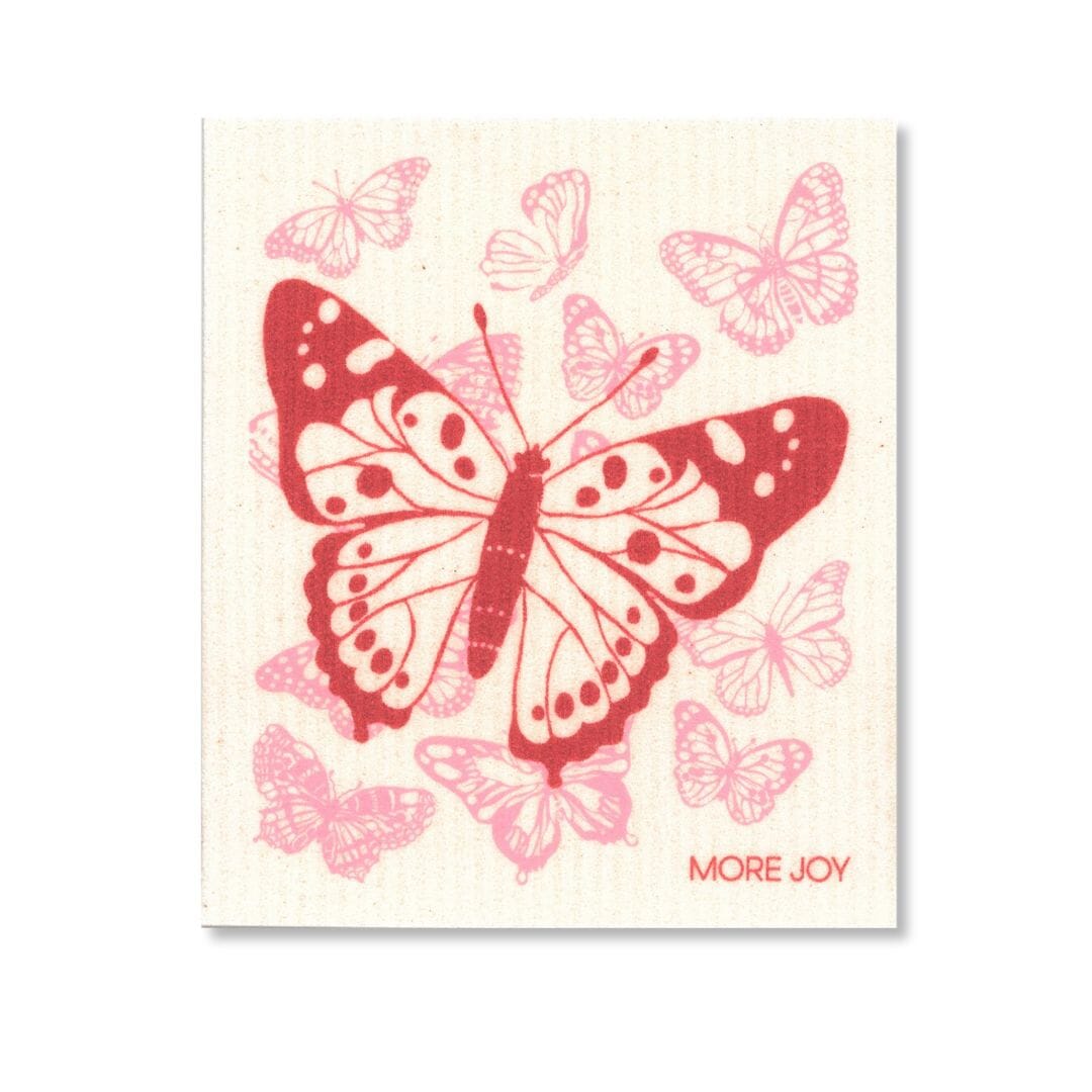 Butterfly Swedish Dishcloth | Red, Pink and white Swedish Dishcloths sweetgum textiles company, LLC 