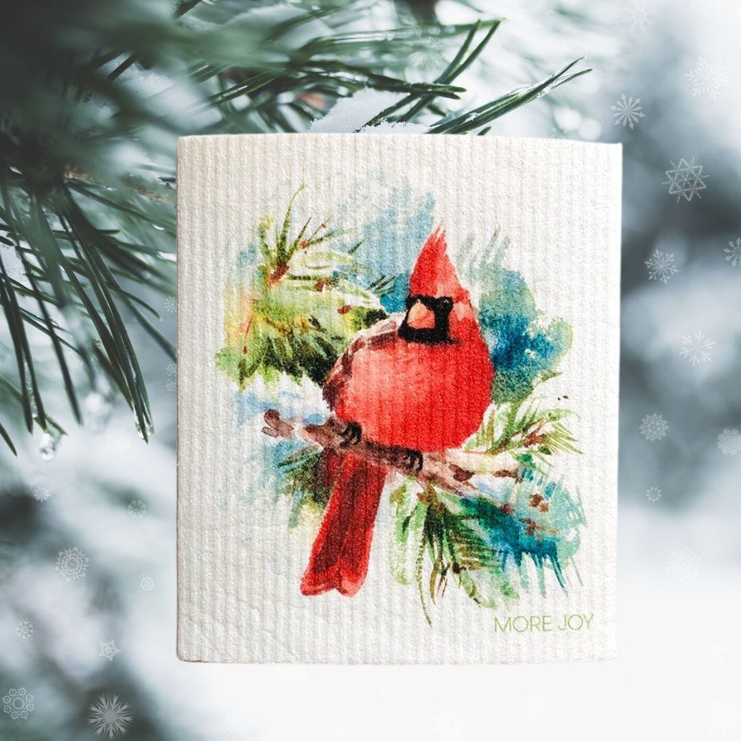 Cardinal Bird Swedish Dishcloth | Red Swedish Dishcloths sweetgum textiles company, LLC 