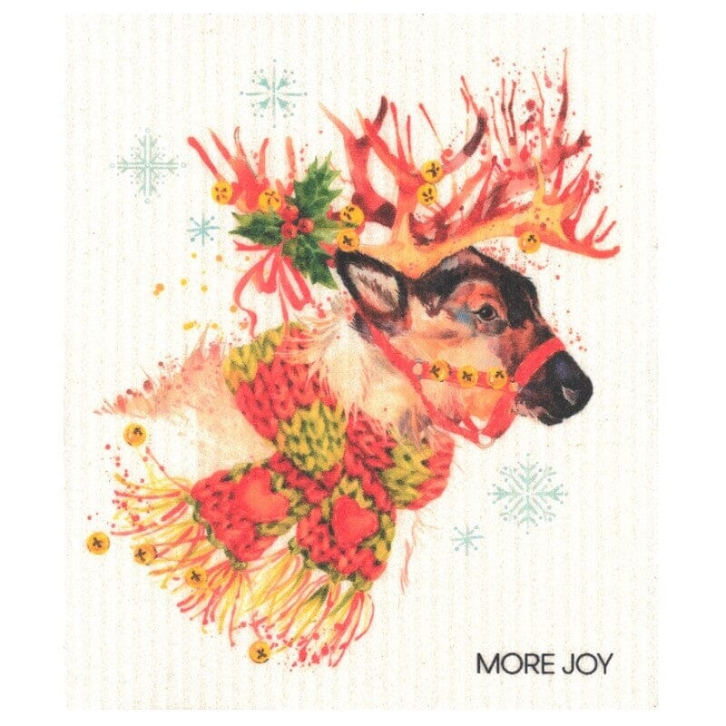 Festival Reindeer Swedish dishcloth | Christmas & Winter Swedish Dishcloths sweetgum textiles company, LLC 