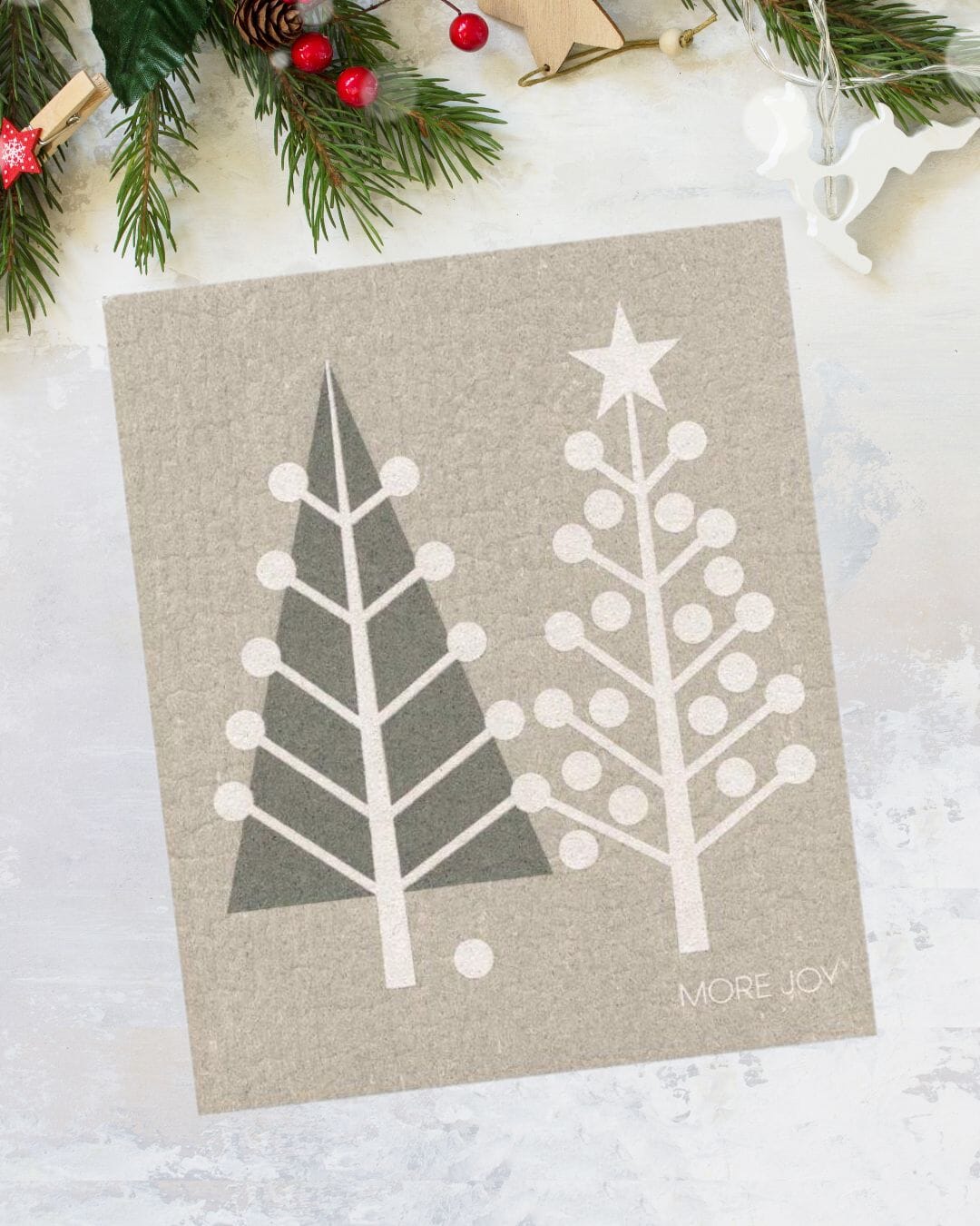 Forest of Pearls - Nordic Trees Swedish Dishcloth | Gray Swedish Dishcloths SWEETGUM TEXTILES CO., LLC 