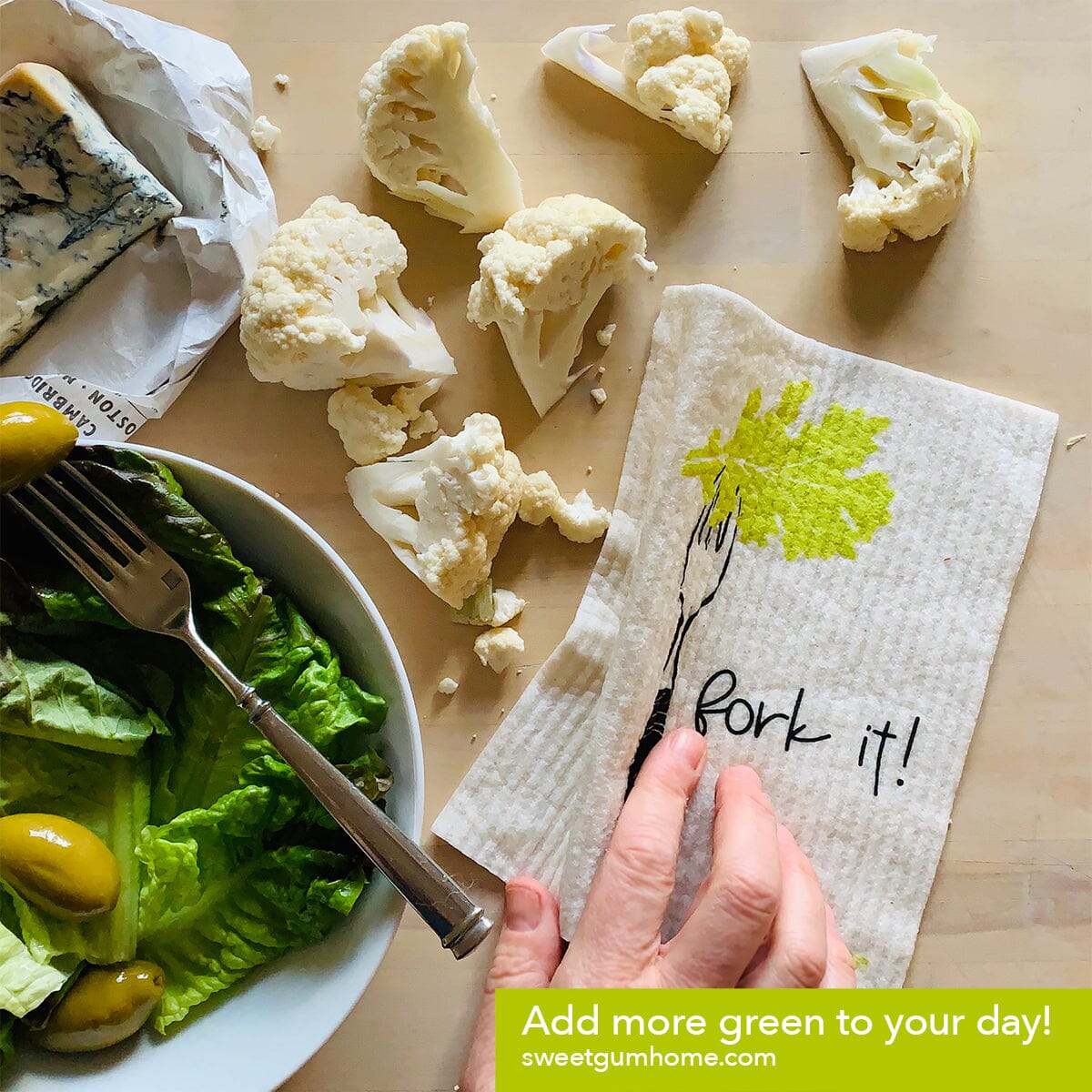 Fork It Swedish Dishcloth | Green | Sweetgum Home Swedish Dishcloths sweetgum textiles company, LLC 