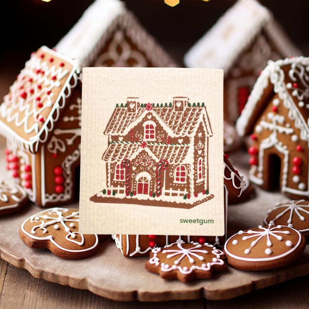 Gingerbread House Swedish Dishcloth | Sweetgum Home Swedish Dishcloths sweetgum textiles company, LLC 
