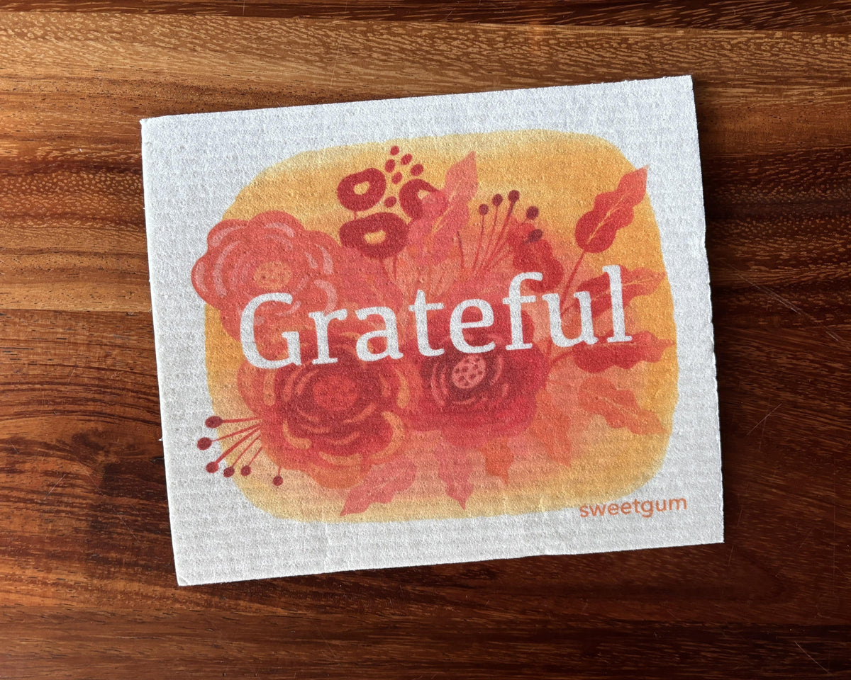 Grateful Swedish Dishcloth | Burgundy &amp; Orange Swedish Dishcloths sweetgum textiles company, LLC 