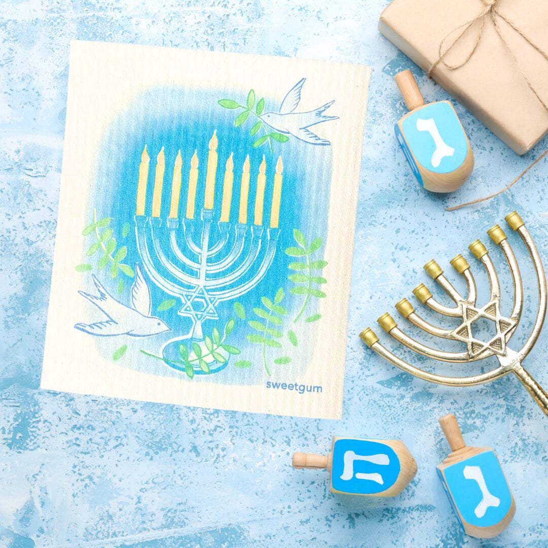 Happy Hanukkah Swedish Dishcloth Swedish Dishcloths sweetgum textiles company, LLC 