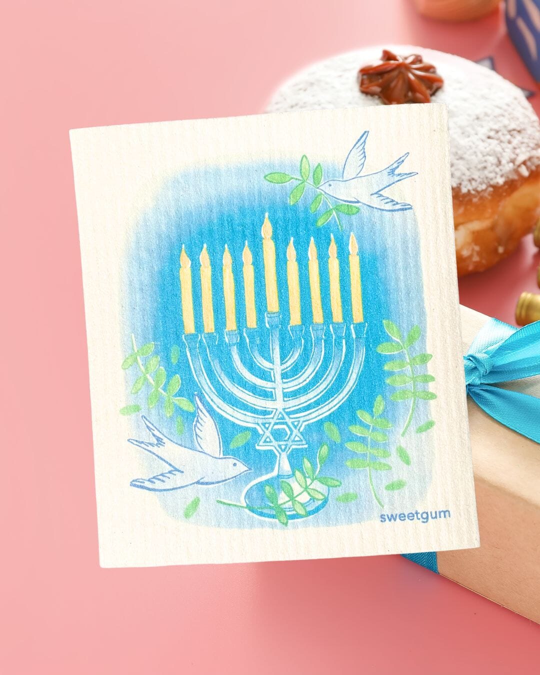 Happy Hanukkah Swedish Dishcloth Swedish Dishcloths sweetgum textiles company, LLC 
