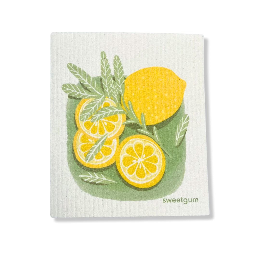 Lemons &amp; Sage Swedish Dishcloth | Yellow &amp; Green | Sweetgum Home Swedish Dishcloths SWEETGUM TEXTILES CO., LLC 