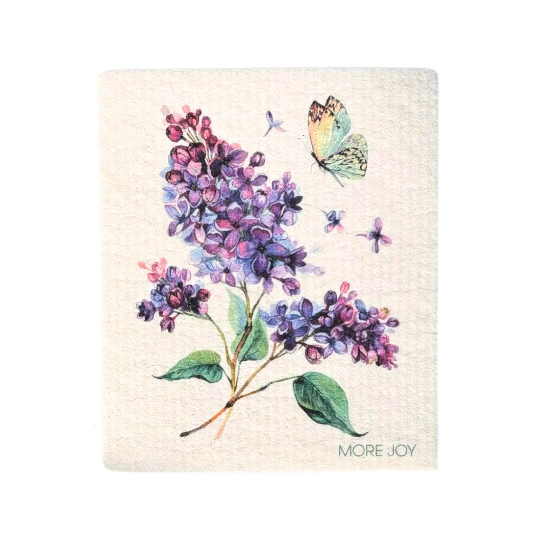 Lilac and Butterfly Swedish Dishcloth | Purple &amp; multi-color Swedish Dishcloths sweetgum textiles company, LLC 