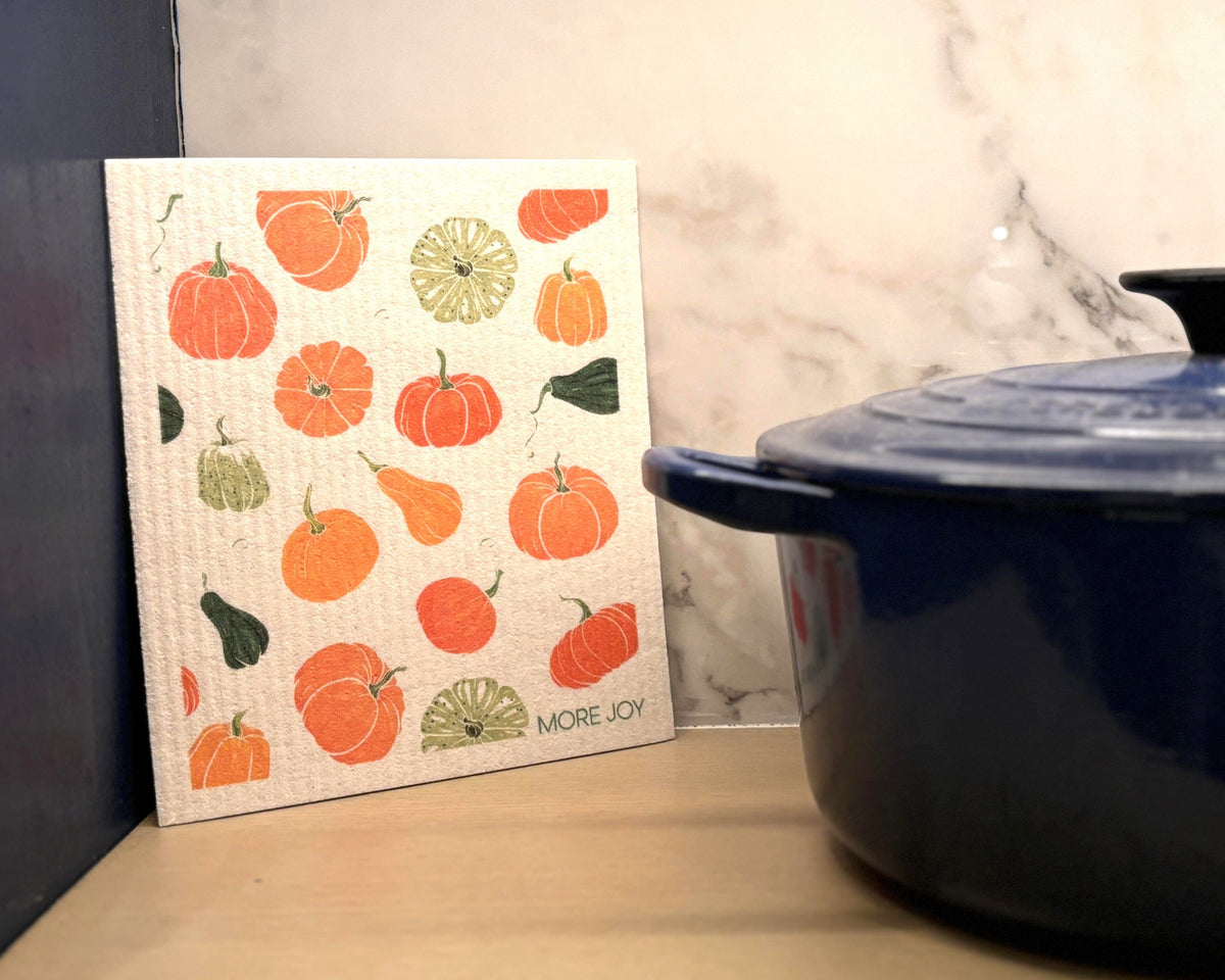 Pumpkins &amp; Gourds Swedish Dishcloth | Orange &amp; Green Swedish Dishcloths SWEETGUM TEXTILES CO., LLC 