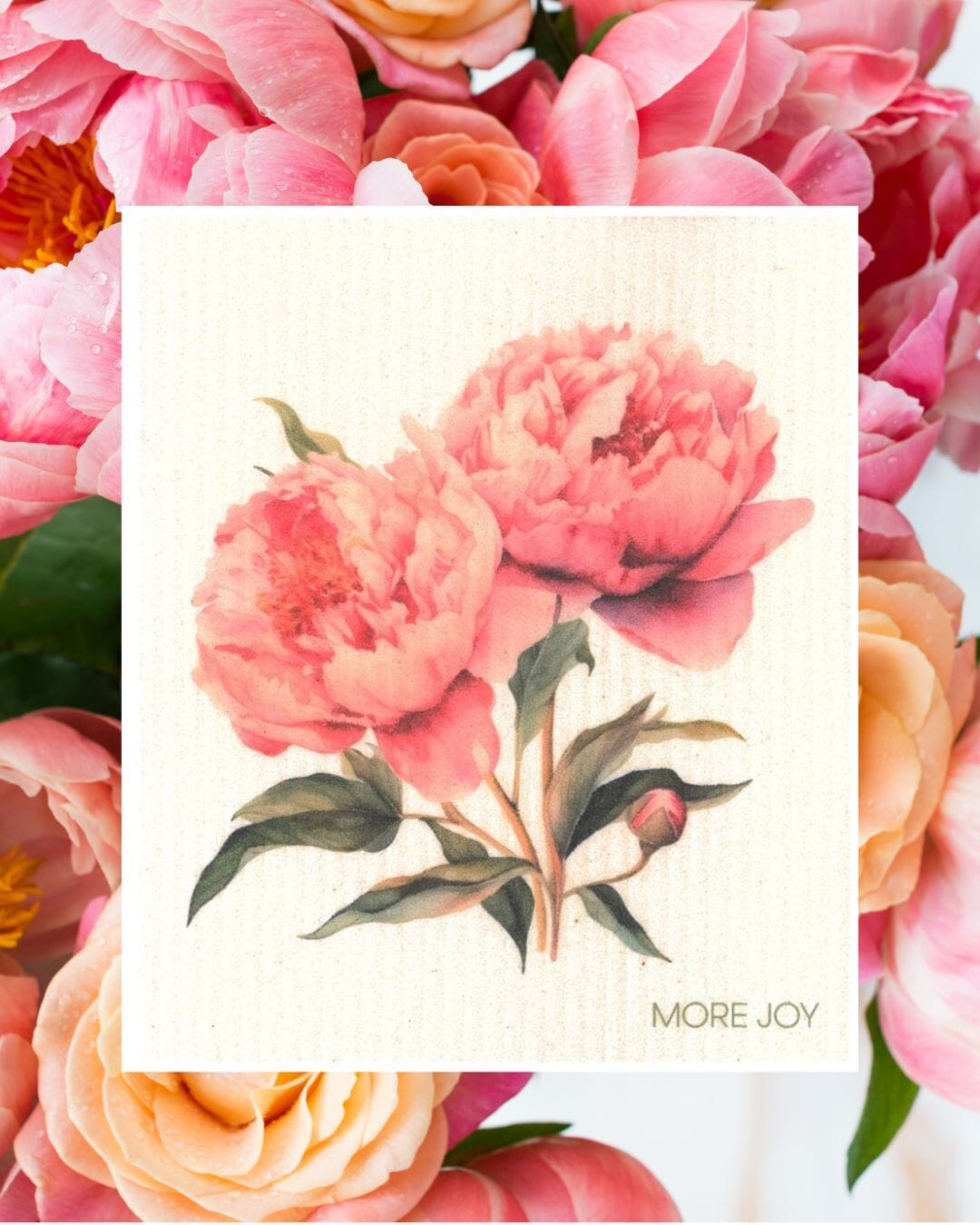 Showy Peony Swedish Dishcloth | Pink Swedish Dishcloths SWEETGUM TEXTILES CO., LLC 