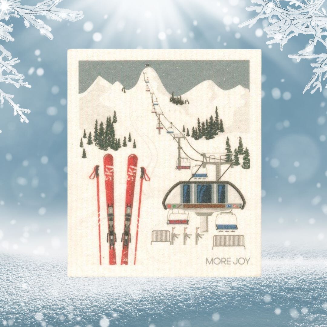 Ski Slopes Winter Swedish Dishcloth | Grey and white Swedish Dishcloths SWEETGUM TEXTILES CO., LLC 