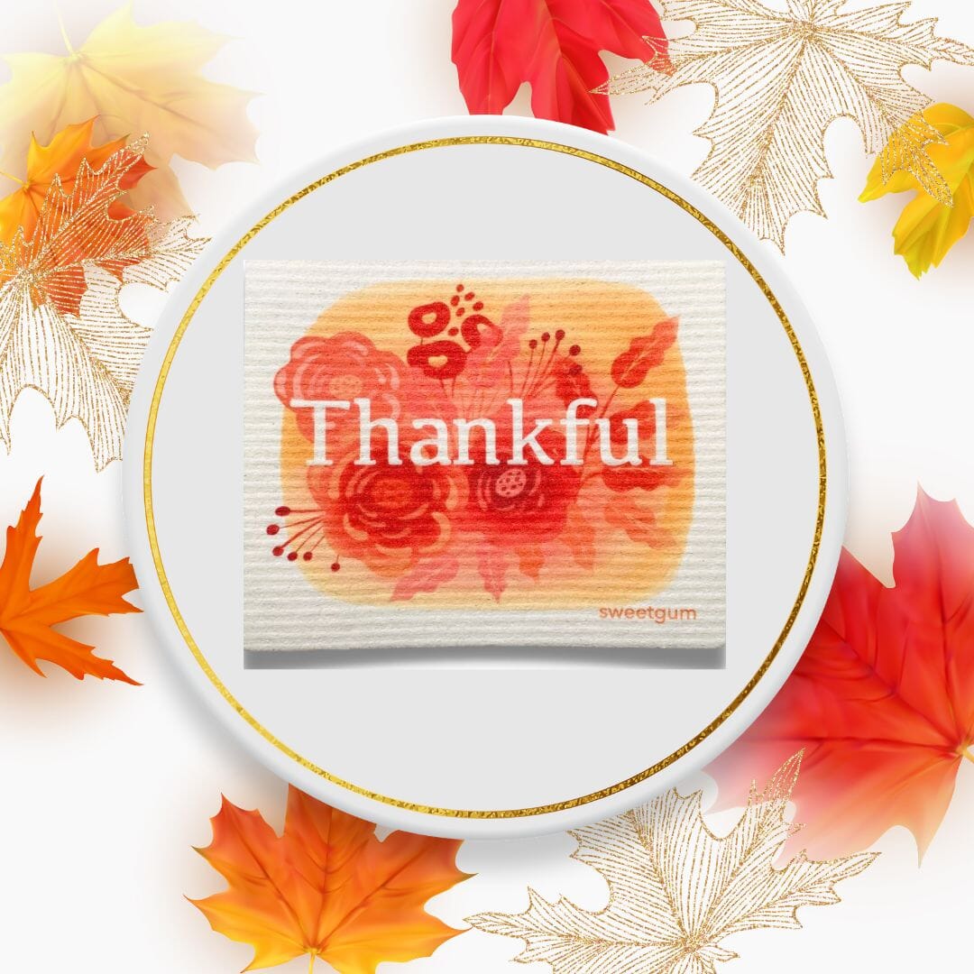 Thankful Swedish Dishcloth | Orange and Burgundy Swedish Dishcloths sweetgum textiles company, LLC 