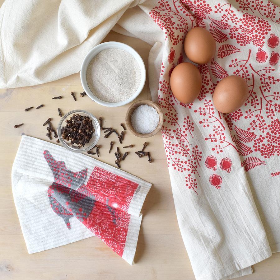 Wren Swedish Dishcloth, Red & Gray