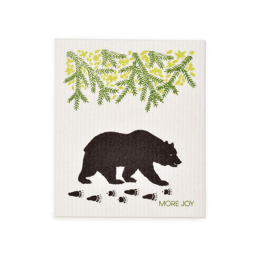 Black Bear Swedish Dishcloth | Brown / Green | 8&quot; x 6.75&quot; | More Joy Swedish Dishcloths SWEETGUM TEXTILES CO., LLC 
