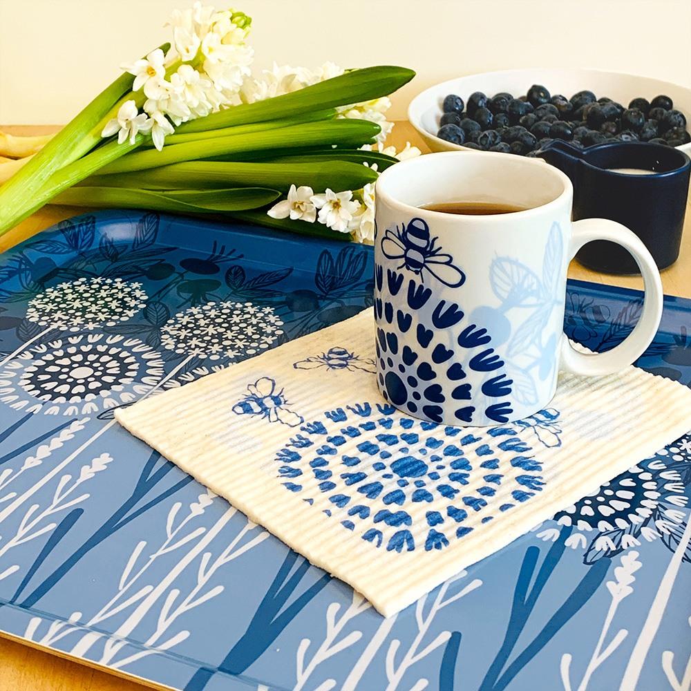 Bloom in Blue Swedish Dishcloth | Blue | 8&quot; x 6.75&quot; | Swedish Dishcloths sweetgum textiles company, LLC 