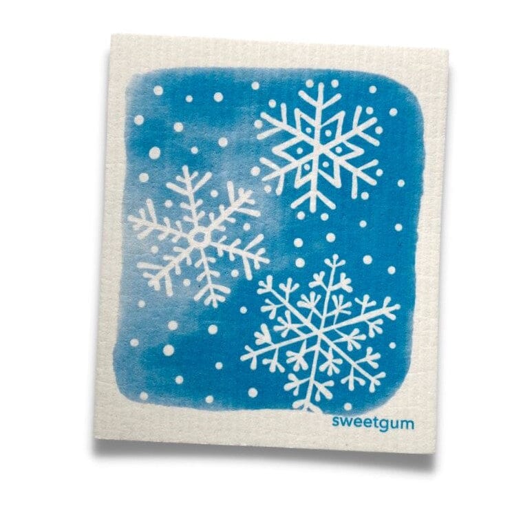 Blue & White Snowflakes Swedish Dishcloth - sweetgum home, LLC