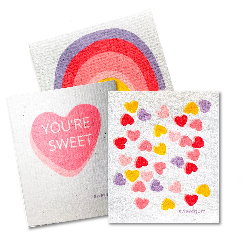 Bundle of 3 Swedish Dishcloths | Mini Sweethearts Swedish Dishcloths sweetgum textiles company, LLC 