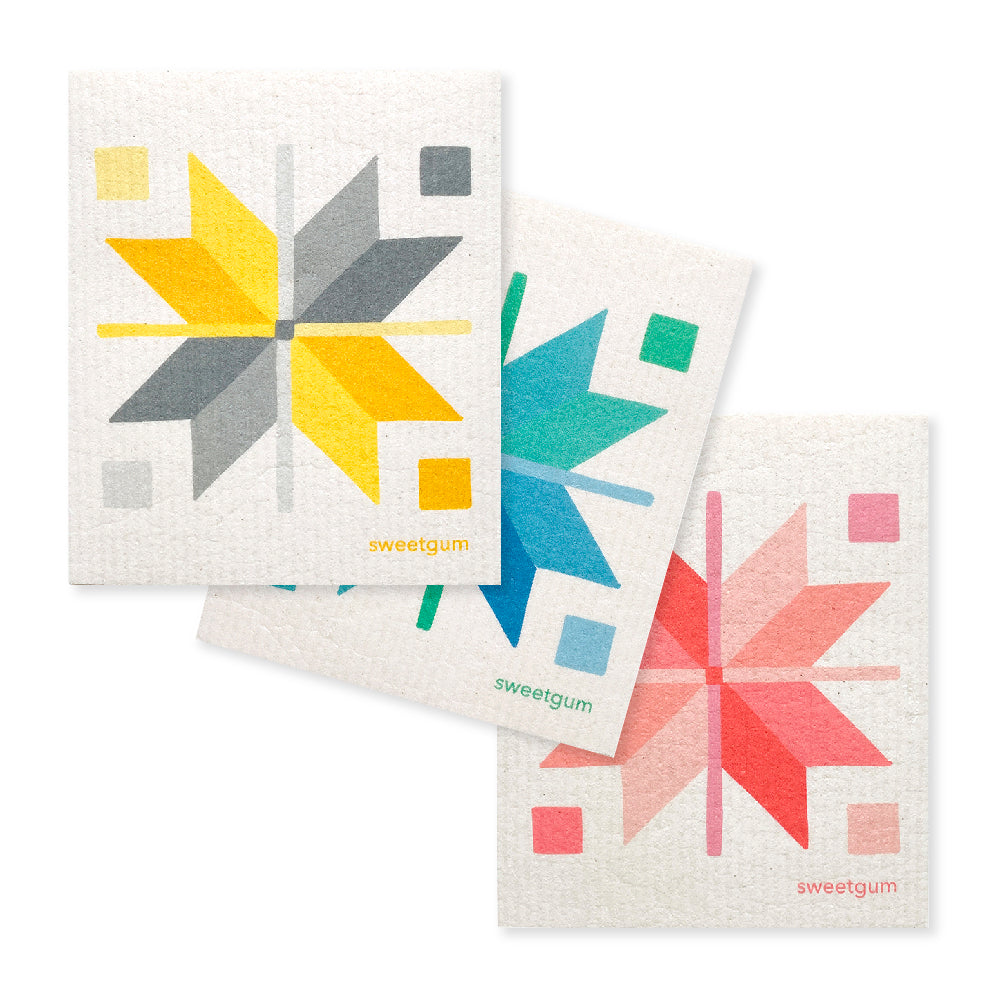 Bundle of 3 Swedish Dishcloths | Quilt Star Swedish Dishcloths sweetgum textiles company, LLC 