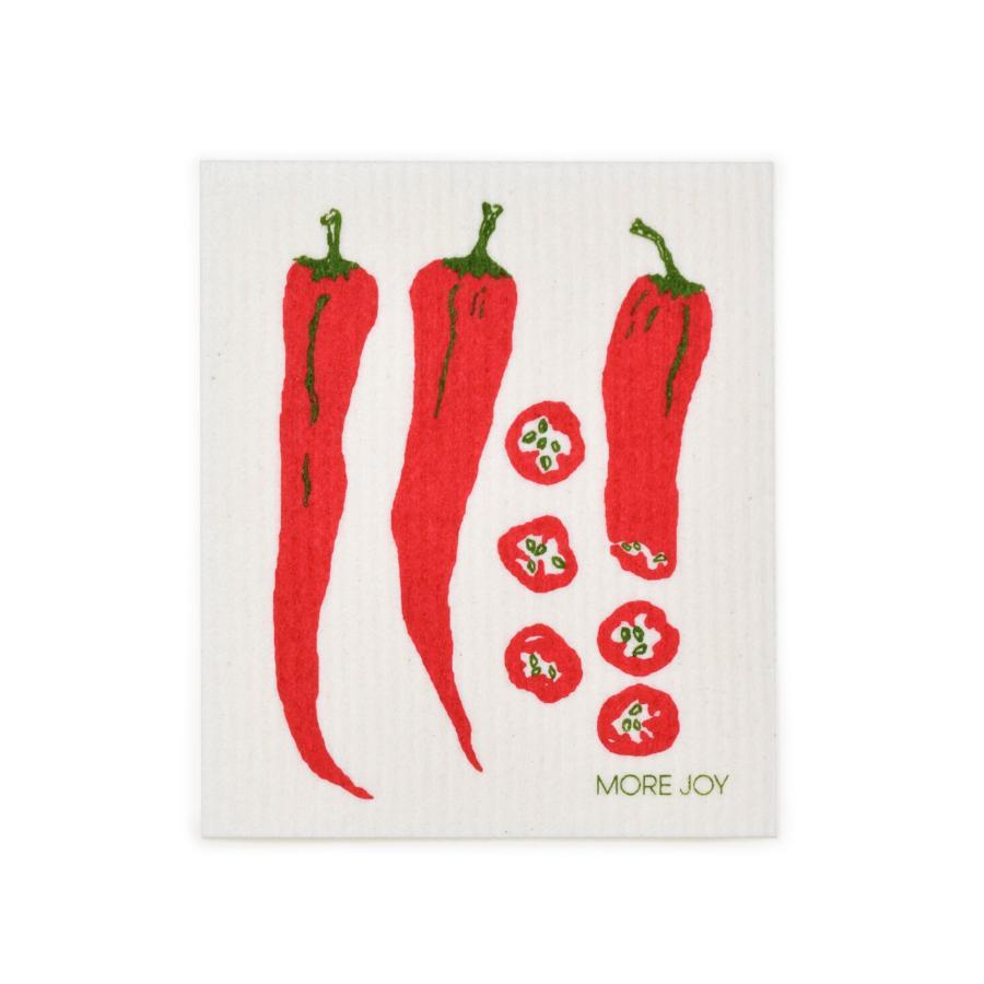 Chili Swedish Dishcloth | Red | 8&quot; x 6.75&quot; | More Joy Swedish Dishcloths SWEETGUM TEXTILES CO., LLC 