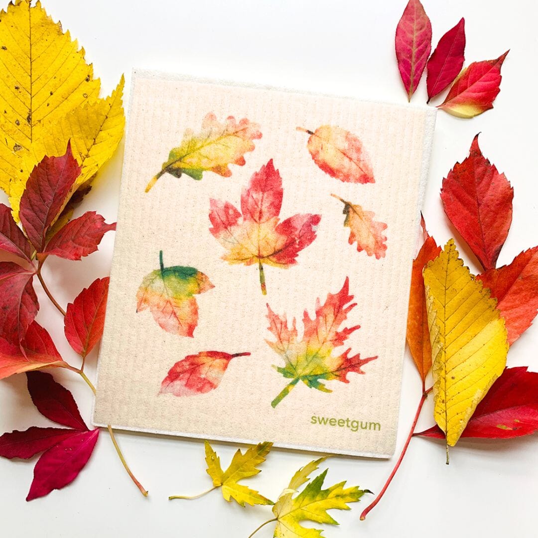 Fall Leaves Swedish Dishcloth | multicolor Swedish Dishcloths SWEETGUM TEXTILES CO., LLC 