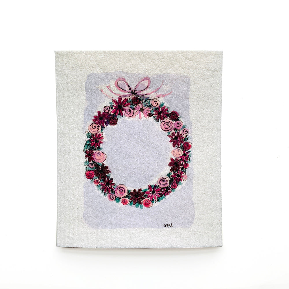 Floral Wreath Swedish Dishcloth Swedish Dishcloths SWEETGUM TEXTILES CO., LLC 