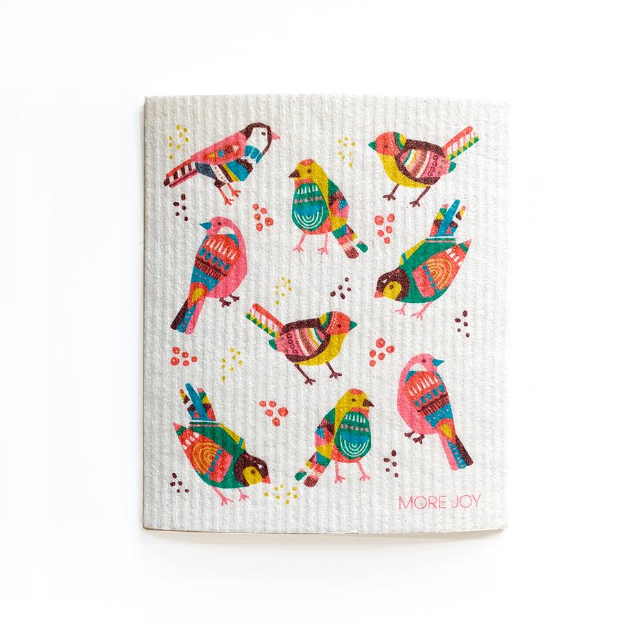 Folk Birds Dishcloth | Red Swedish Dishcloths sweetgum textiles company, LLC 