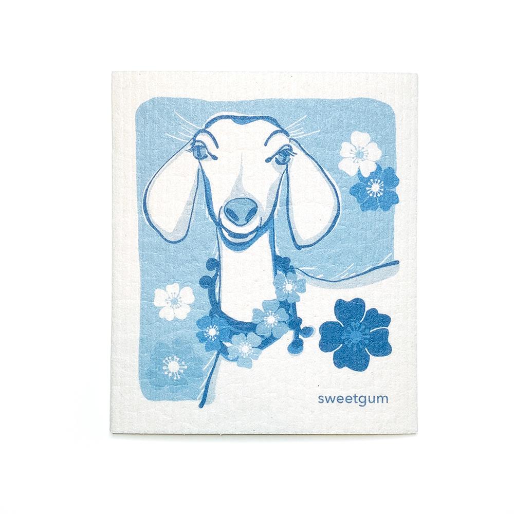 Goat Swedish Dishcloth | Blue | 8&quot; x 6.75&quot; | Sweetgum Swedish Dishcloths SWEETGUM TEXTILES CO., LLC 