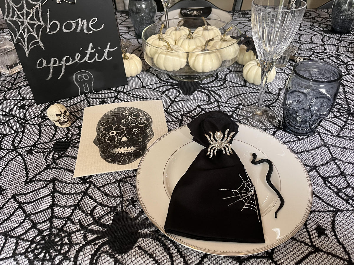 Halloween Skull Swedish Dishcloth | Black Swedish Dishcloths sweetgum textiles company, LLC 