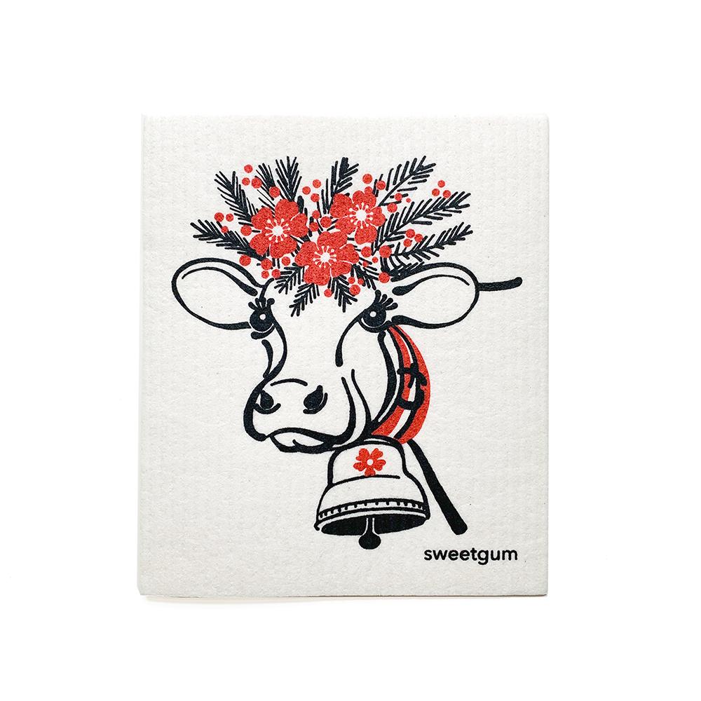 Happy Cow Swedish Dishcloth | Red/Black | Sweetgum sweetgum textiles company, LLC 