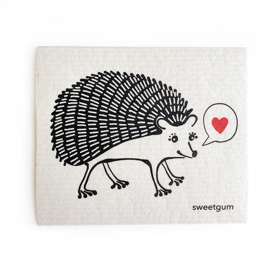 Hedgehog Swedish Dishcloth | black on white Swedish Dishcloths sweetgum textiles company, LLC 