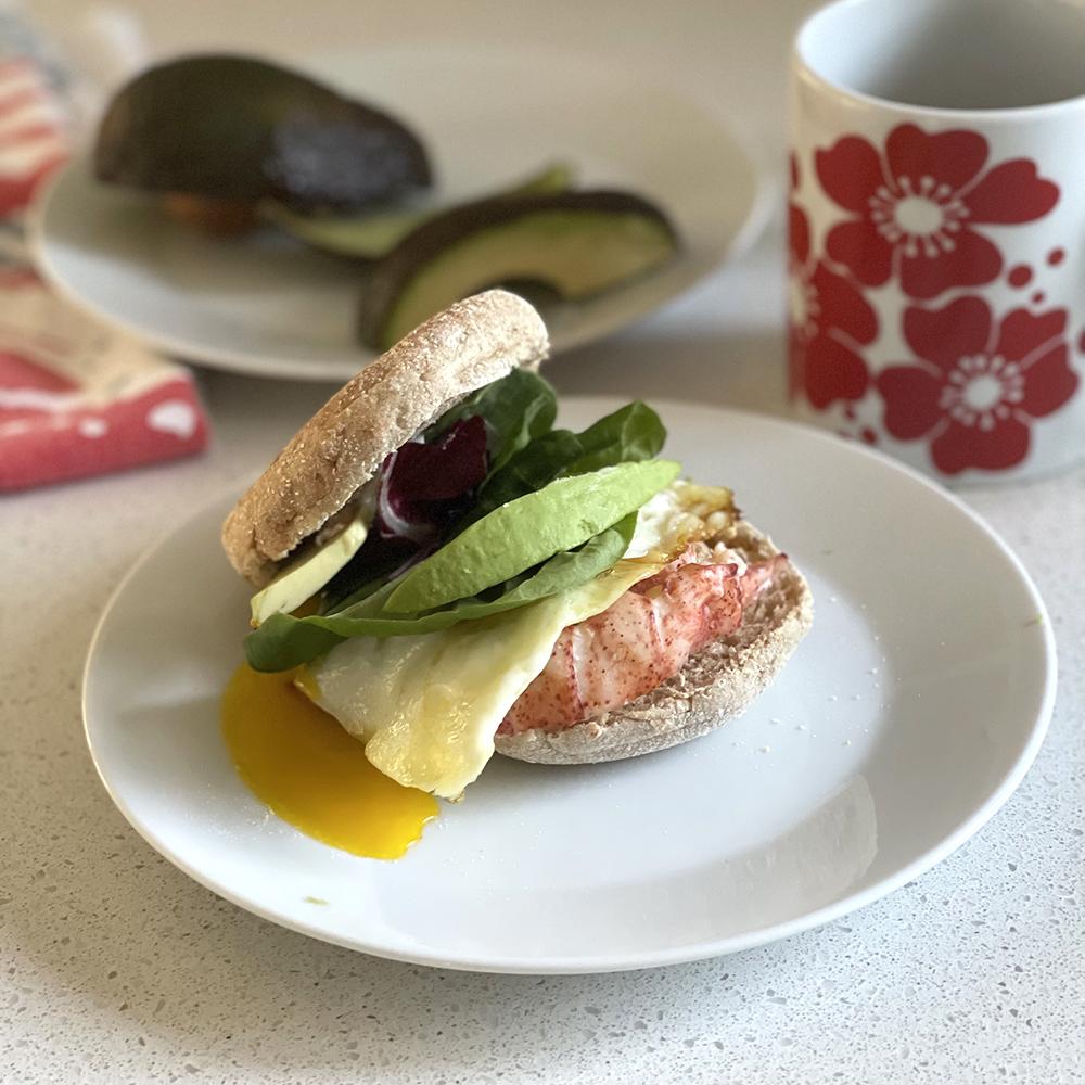 Lobster, Egg, and Avocado Breakfast Sandwich Recipe