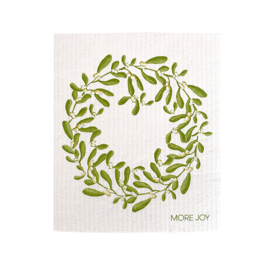 Mistletoe Wreath Swedish Dishcloth | Green Swedish Dishcloths SWEETGUM TEXTILES CO., LLC 