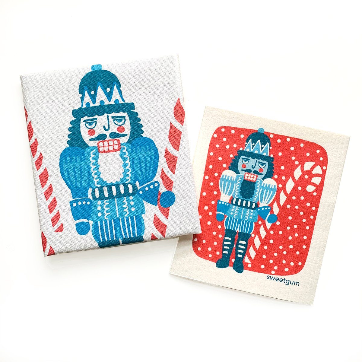 Nutcracker Tea Towel + 1 Swedish Dishcloth Bundle Tea Towel sweetgum textiles company, LLC 