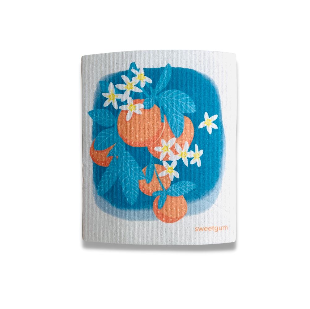 Oranges Swedish Dishcloth | Orange & Blue | Sweetgum Home Swedish Dishcloths SWEETGUM TEXTILES CO., LLC 