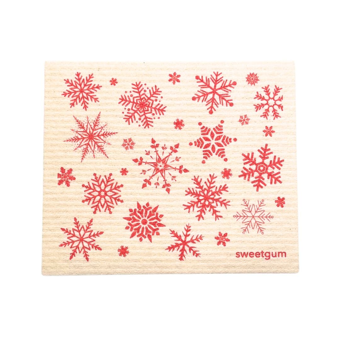 Red &amp; White Nordic Snowflakes Swedish Dishcloth Swedish Dishcloths sweetgum textiles company, LLC 