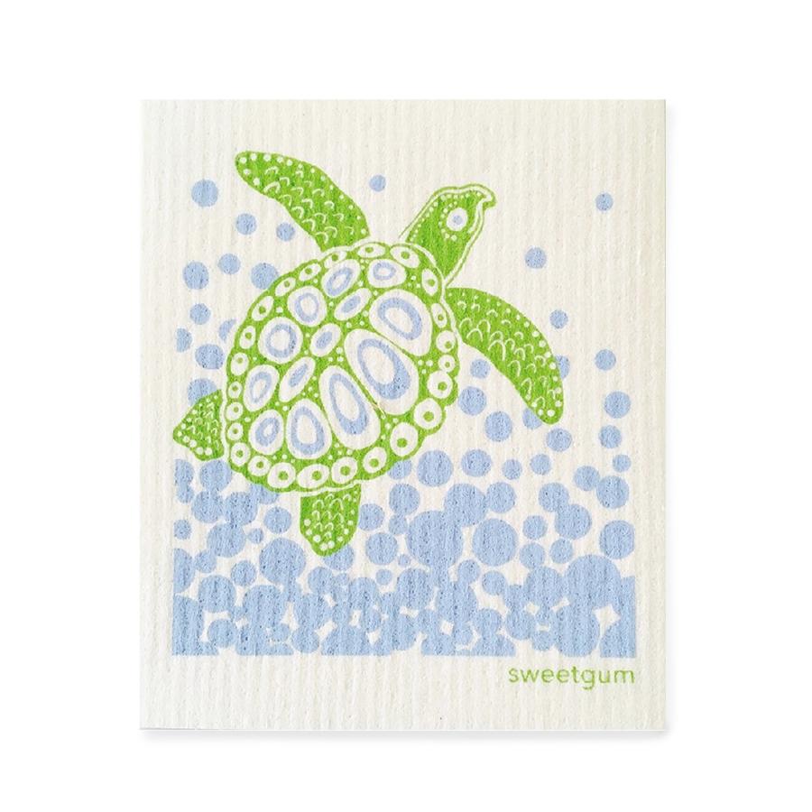 Sea Turtle Swedish Dishcloth | Blue/ Green | Sweetgum Swedish Dishcloths sweetgum textiles company, LLC 