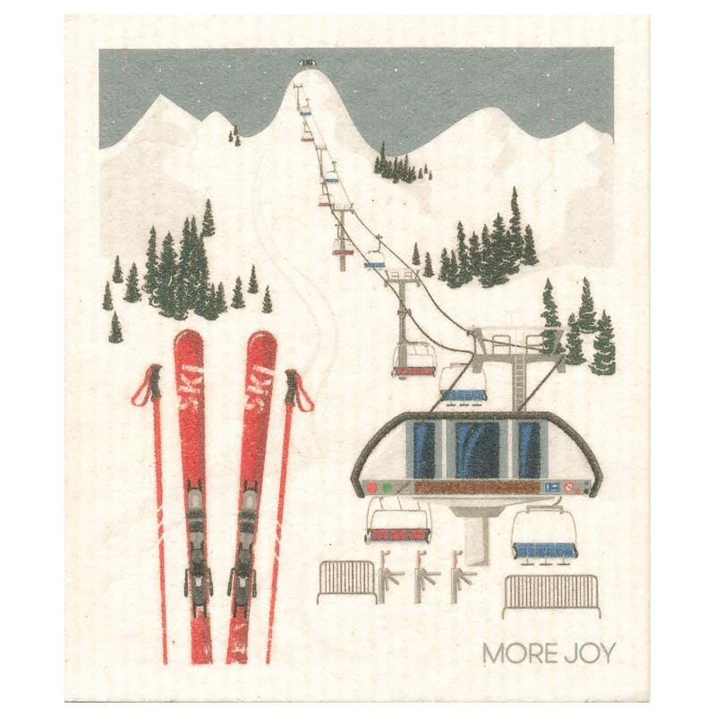 Ski Slopes Winter Swedish Dishcloth | Grey and white Swedish Dishcloths SWEETGUM TEXTILES CO., LLC 