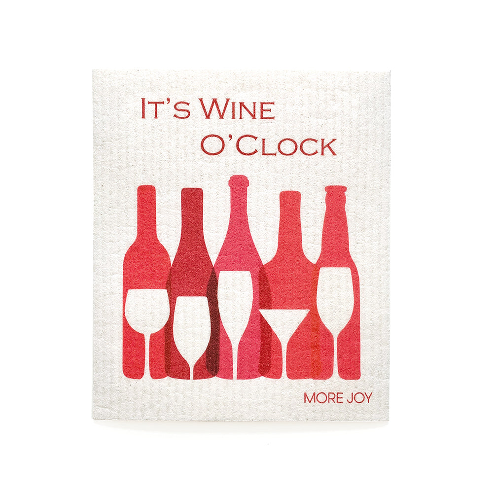 Wine O&#39;Clock Swedish Dishcloth Swedish Dishcloths SWEETGUM TEXTILES CO., LLC 